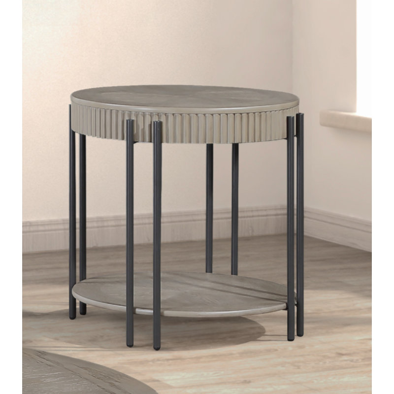 17 Stories 1Pc Contemporary Round End Table With Storage Shelf / Living ...